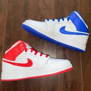 Nike Air Jordan Retro 1 MID (GS) 85 White Red Blue '85